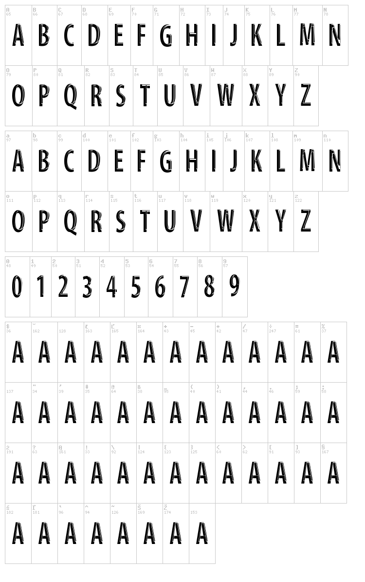 Serious Man font map
